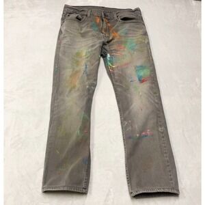 Levi's‎ 65504 Jeans Men's (Fits 32x29) Gray PAINT SPLATTER THRASHED Straight Leg